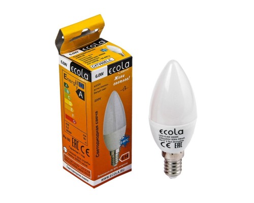 Лампа LED Ecola (6 Вт, Е14, 4000 К, свеча)