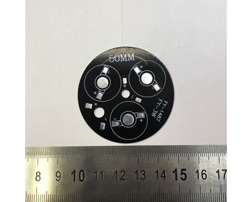 Алюминиевая плата PCB круглая на 3 светодиода (3x1W)