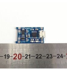 Миниатюрное зарядное устройство 5V с микроUSB разъемом для 3.7V Li-lon (на микросхеме TP4056) (с защитой)