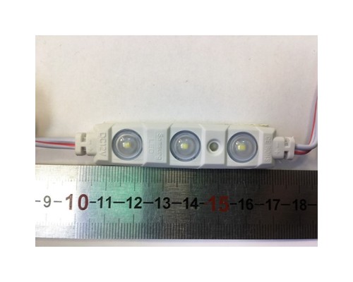 Модуль 2835 - 3 светод. с линзой CW 12V, 0,96W  (75х16) мм IP-65 6500К (Холодный белый)