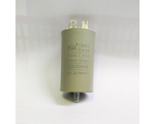 Пусковой конденсатор CBB60M   18mF - 450 VAC   (±5%)   выв. 4 КЛЕММЫ+БОЛТ  (40х70) мм