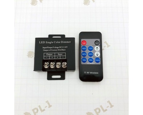Диммер с радиопультом RF01L11-30A DC12-24V 360-720W 30A + RF пульт (11 кнопок)
