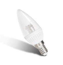 Лампа E14  4.5W 3000k (Теплый белый) "Свеча" прозрачная