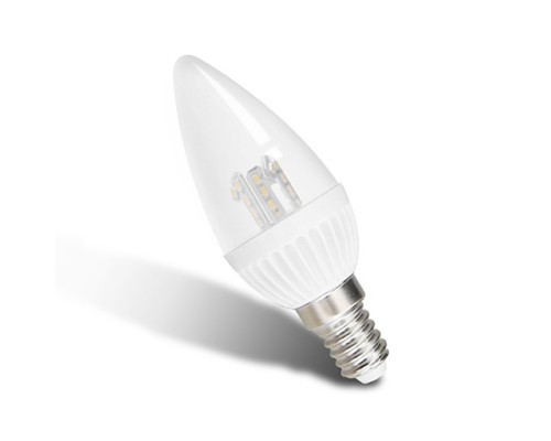Лампа E14  4.5W 3000k (Теплый белый) "Свеча" прозрачная
