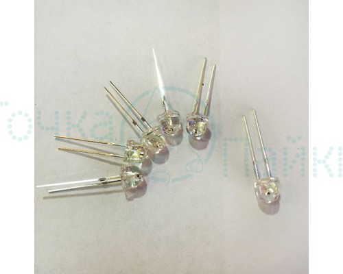 Светодиод  5 мм (4.8 мм) WW  20mA  3-3.2V   (Теплый белый)