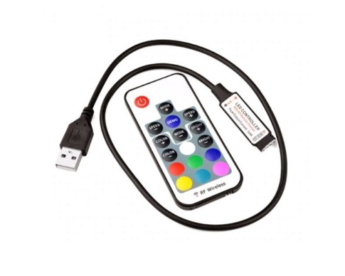 RGB Контроллер с радиопультом Micro + RF пульт 17кн 3канала x 2A (5V USB)