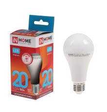 Лампа E27 20W 4000К (Нейтральный Белый) Шар IN HOME1800Лм