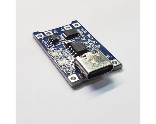 Миниатюрное зарядное устройство 5V с Type-C USB разъемом для 3.7V Li-lon (на микросхеме TP4056) (с защитой)(HW-373 v1.1)