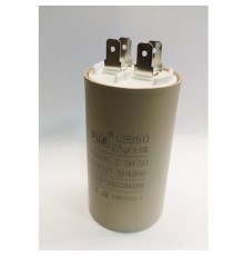 Пусковой конденсатор CBB60H   25mF - 450 VAC   (±5%)   выв. 4 КЛЕММЫ  (40х93) мм (FUJI ELECTRIC)