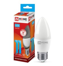 Лампа E27 11W 4000К (Нейтральный Белый) Свеча  IN HOME 820Лм