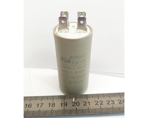 Пусковой конденсатор CBB60H    8mF - 450 VAC   (±5%)   выв. 4 КЛЕММЫ  (39х61) мм (FUJI ELECTRIC)