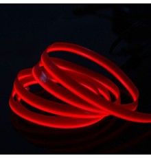 Холодный неон гибкий EL WIRE 2.3 мм красный (Red,Kapulin) с юбкой