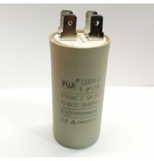 Пусковой конденсатор CBB60H    6mF - 450 VAC   (±5%)   выв. 2+2 КЛЕММЫ   (30х60) мм (FUJI ELECTRIC)