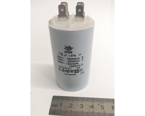 Пусковой конденсатор CBB60H   18mF - 450 VAC   (±5%)   выв. 4 КЛЕММЫ  (40х70) мм (JYUL)