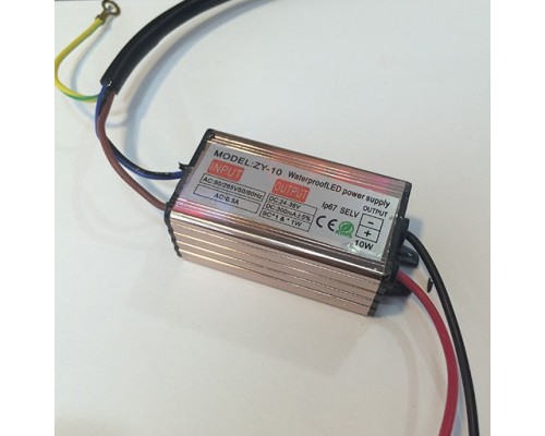 Драйвер для светодиодов AC220V, 300 mA, 10W, (24-36)V, IP-67, (56x29x19) мм