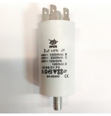 Пусковой конденсатор CBB60M    3mF - 450 VAC  (±5%)   выв. 4 КЛЕММЫ+БОЛТ  (30х57) мм