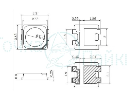 Светодиод SMD 2828  3-3.6V 350mA 15-20000K  100-110lm/w