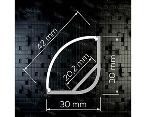 Алюминиевый профиль угловой с экраном (2000x30х30) мм