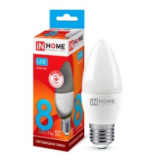 Лампа E27  8W 4000k (Нейтральный белый)Свеча IN-HOME