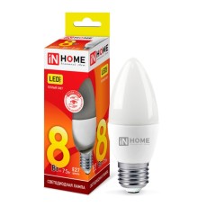 Лампа E27  8W 3000k (Теплый белый)Свеча IN-HOME