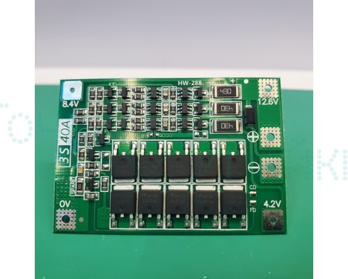 Зарядное устройство BMS PCM 3S 40A для зарядки 3х аккумуляторов 18650 с балансиром HW-288