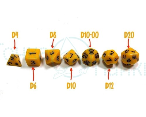 Набор ZVEZDA из 7 желтых игровых кубиков для ролевых игр, 7 шт