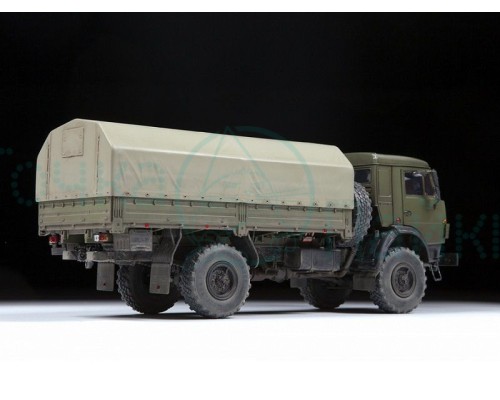 Сборная модель ZVEZDA Российский двухосный грузовой автомобиль К-4350, 1/35 Сборная модель ZVEZDA Российский двухосный грузовой автомобиль К-4350, 1/35