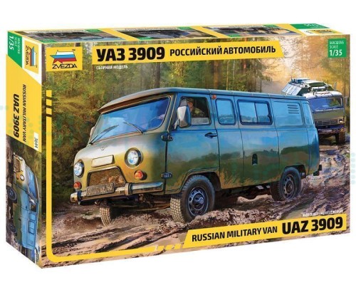Сборная модель ZVEZDA Российский автомобиль УАЗ 3909, 1/35 Сборная модель ZVEZDA Российский автомобиль УАЗ 3909, 1/35