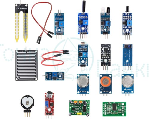 Набор датчиков для Arduino-проектов (15 штук) зелёный кейс
