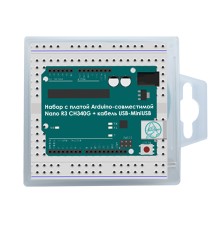 Набор с платой Arduino-совместимой Nano R3 CH340G + кабель USB-MiniUSB