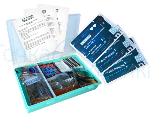 Набор с платой Arduino-совместимой и инструкцией средний (10 проектов) бирюзовый кейс